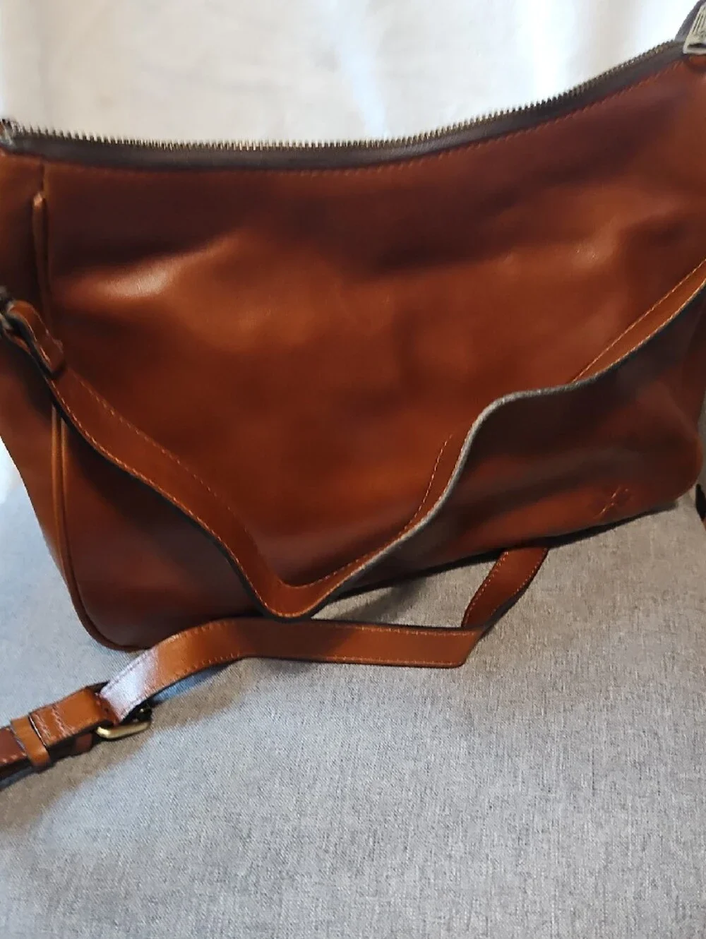Patricia Nash Saddle Shoulder Bag in Cognac Brown And Detachable Crossbody Strap